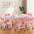 thumbnail image 1 of Juego de Mesa y 6 sillas para niños, Mesa y Silla de Altura Ajustable, computadora de Graffiti, Mesa multiactividad para niños para 6, Mesa de Estudio para niños para guardería en el, 1 of 9