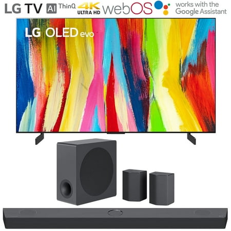 LG OLED77C2PUA 77 Inch HDR 4K Smart OLED TV 2022 Bundle with LG S95QR 9.1.5 ch High Res Audio Sound Bar with Dolby Atmos and Surround Speakers