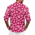 thumbnail image 4 of Fgvctg Mens Button Down Shirt Valentine's Day Long Sleeve Cotton Shirt Collared Romantic Blouses Date Day Love Heart Print Oversized Business Casual Outfits Pink 3XL, 4 of 5