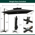 thumbnail image 5 of 11FT Square Double Top Cantilever Umbrella Outdoor 360° Rotation 6 Heights Adjustable Offset Umbrella Metal Pole Cantilever Patio Umbrella With Light, 5 of 8