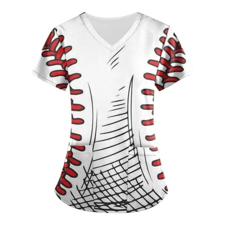 

Sksloeg Scrubs for Women Clearance American Star Stripes Pattern Patriotic Top Short Sleeve V-Neck Shirts Tee Tops with Pockets Nursing Working Uniform Red XXXXXL