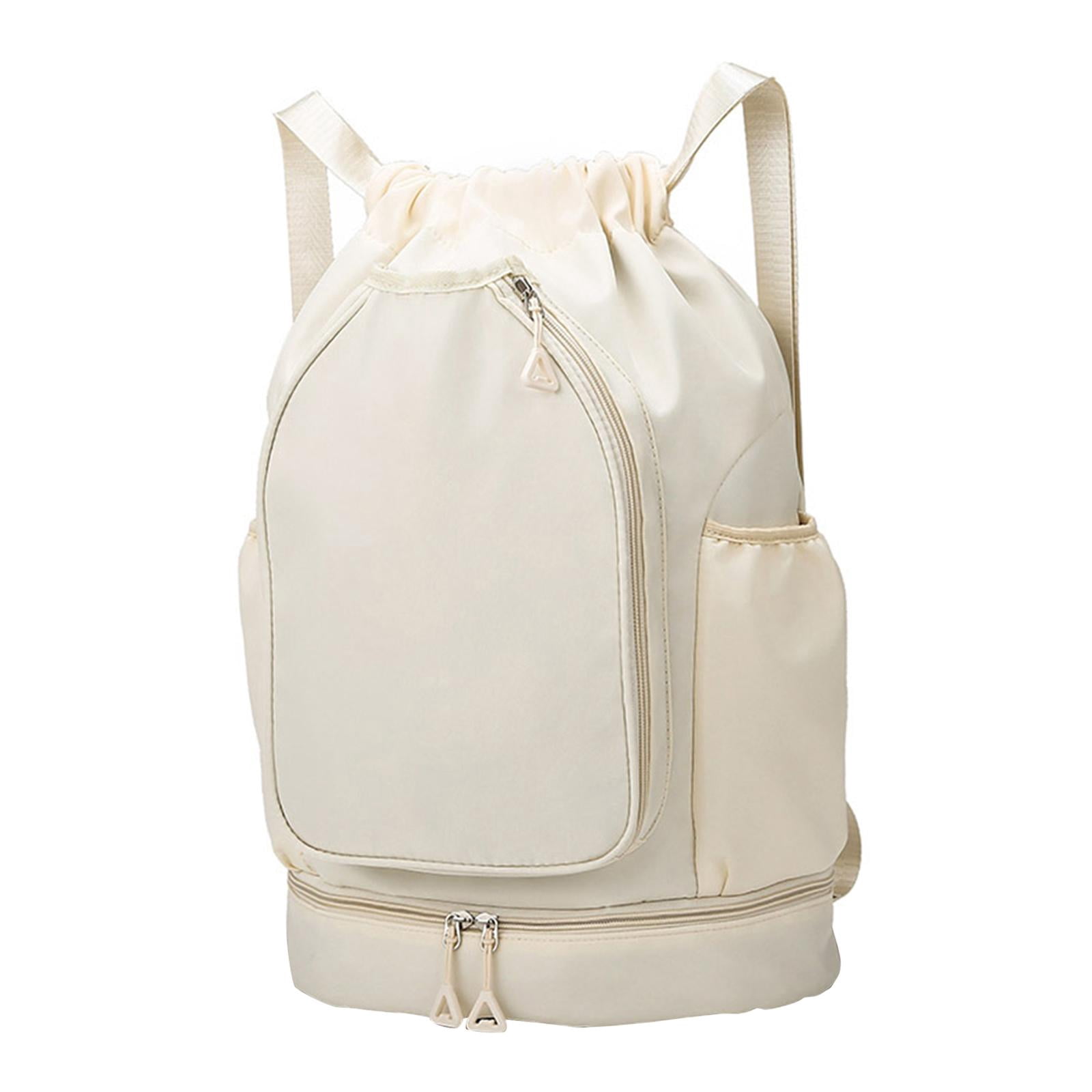 QccHieUs Tennis Backpack Badminton Racket Bag Drawstring Handbag Shoulder Bag for Outdoor Beige