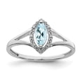 thumbnail image 1 of 925 Sterling Silver Rhodium Plated Diamond and Aquamarine Marquise Ring, 1 of 2