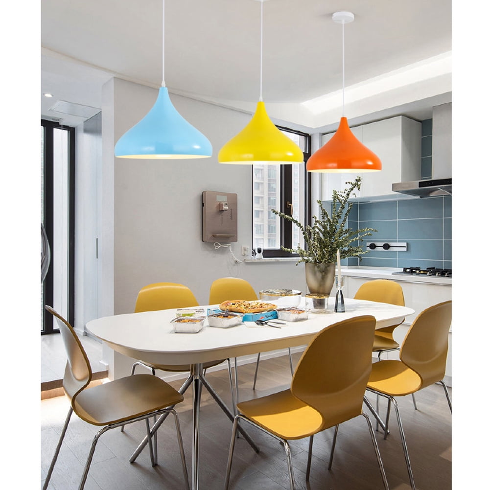 Simple Colorful Pendant Lighting for Kitchen Island, Glossy Metal Ceiling Pendant Light Fixture, Modern Minimalism Hanging Lamp, Industrial Chandelier for Kitchen Sink Dining Room