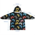 thumbnail image 7 of Multicolor Controllers Games Icons Black Pattern Blanket Hoodies for Kids 6-13YR Oversize Wearable Blanket Hoodies for Boys Girls Teens, 7 of 7