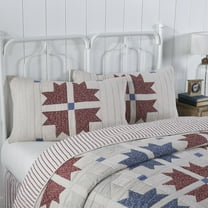 VHC Brands Celebration Farmhouse Quilted Bed Sham, King, Patchwork, Red Blue Creme, 21x37