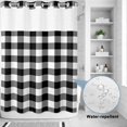 thumbnail image 2 of No Hook Shower Curtain, Black White Plaid Shower Curtains for Bathroom with See Through Top Window, Gradient Geometric Buffalo Checkered Waterproof & Washable Bath Curtain Stall 48"x72", 2 of 9