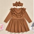 thumbnail image 3 of Vedolay Summer Dress Tulle Dress for Girls, Cute Casual Ruffle Princess Outfit Clothes,Toddler/Little/Big Kid Girls Clothing,Brown 4-5 Years, 3 of 5