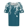 thumbnail image 4 of Yaoyar Pleated Tops for Women Button Square Neck Casual T-Shirts Short Sleeve Floral Print Boho Blouse Ladies, 4 of 5