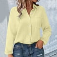 thumbnail image 2 of Outfmvch Womens Gauze Shirts Cotton Linen Pleated Belt Pocket Fall Work Cruise Outfits 2026 Linen Shirts for Women Rolled Cuffed Long Sleeve Blouse Beige L, 2 of 9