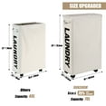 thumbnail image 2 of DOKEHOM 29-Inches Enlarged Slim Laundry Basket with Removable Wash Bag on Wheels, Collapsible Rolling Laundry Hamper, Foldable Narrow Corner Clothes Storage Bins (Beige), 2 of 10