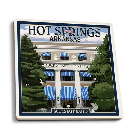 Hot Springs National Park, Arkansas - Buckstaff Bathhouse - Lantern Press Artwork (Set of 4 Ceramic Coasters - Cork-backed, Absorbent)