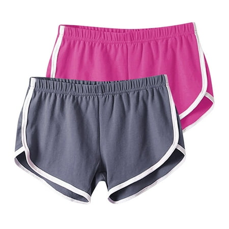 Lovskoo Women s Dolphin Shorts Gym Shorts Yoga Shorts Summer Running Active Shorts Dance Elastic Shorts  Pack Of 2 Hot Pink
