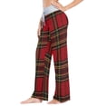 thumbnail image 2 of Medium Women's Comfy Casual Pajama Pants Stretch Fabric Suitable for Yoga Pants Hippie Pants，The Best Holiday Gifts for Women Red Tartan Fabric with Black, 2 of 7