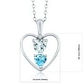 thumbnail image 2 of 925 Sterling Silver Sky Blue Aquamarine Swiss Blue Topaz and White Lab Grown Diamond Pendant Necklace for Women (0.75 Cttw, Gemstone March Birthstone, Heart 5MM and 4MM, with 18 inch Silver Chain), 2 of 3