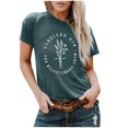 thumbnail image 1 of TSADFHJI Chemises pour Femmes en Coton Col Rond Été Mode Décontractée Manches Courtes avec Petites Fleurs Imprimées T-Shirt en Coton Coloré TTTG Vert, 1 of 3