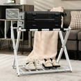 thumbnail image 2 of Costway Set of 2 Folding Metal Luggage Rack Suitcase Shoe Holder Hotel Guestroom withShelf, 2 of 9