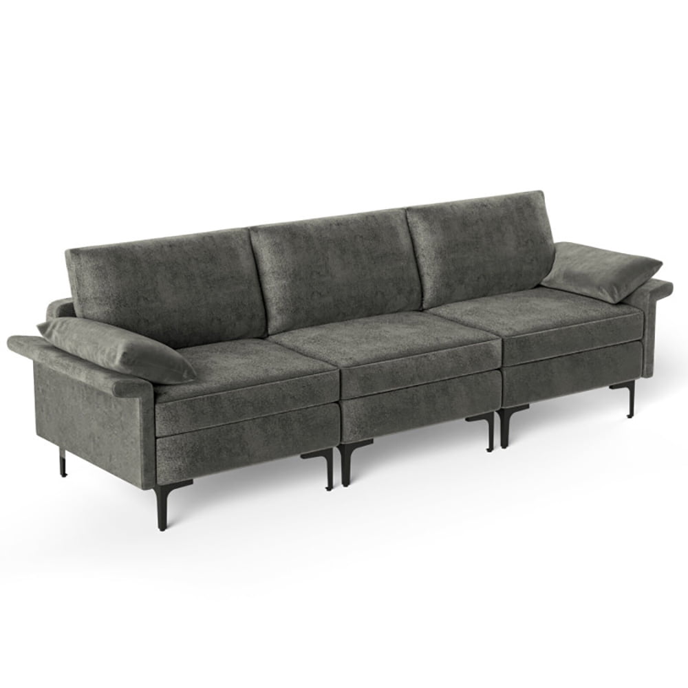 Finihen Sectional Sofa Couch, 3-Seat Sofa, Large 3-Seat Sofa Sectional with Metal Legs for 3-4 people, for Living Room, Bedroom, Gray Finihen Sectional Sofa Couch, 3-Seat Sofa, Large 3-Seat Sofa Sectional with Metal Legs for 3-4 people, for Living Room, Bedroom, Gray
