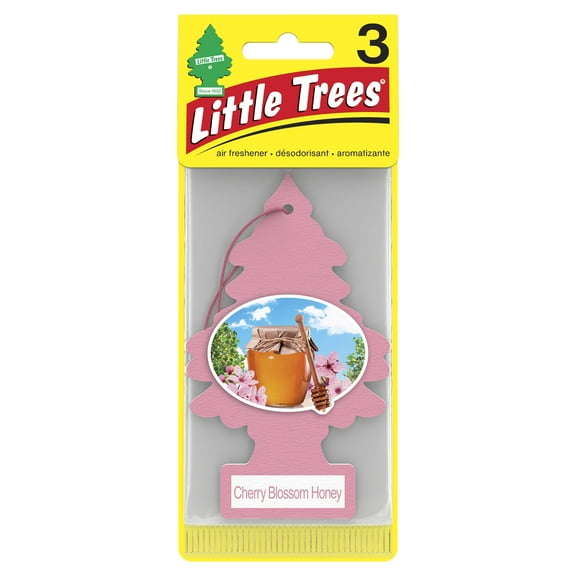 Little Trees Auto Air Freshener, Hanging Card, Cherry Blossom Honey Fragrance 3-Pack