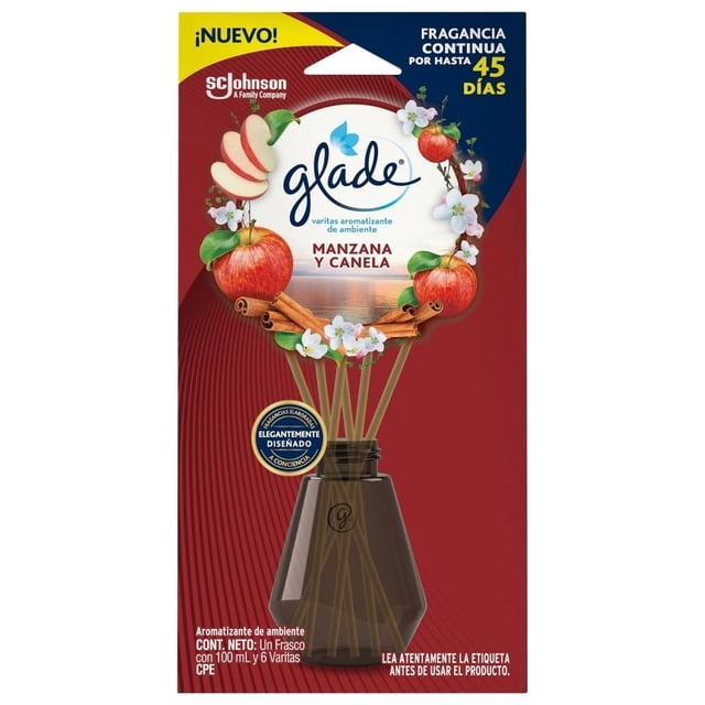 Aromatizante ambiental Glade manzana y canela 1 frasco con 100 ml + 6 varitas