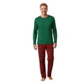 thumbnail image 3 of AIGUR Matching Christmas Pajamas for Family Long Sleeve Solid Color Pullover + Plaid Pants Set Loungewear, 3 of 11
