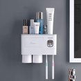thumbnail image 1 of Automatic Toothpaste Dispenser With Wall Mounted Toothbrush Holder, 6 Toothbrush Slots, 2 Cups(gray), Toothbrush Holder Storage Shelf With Toothpaste, 1 of 5