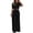 Black, variant on Dress Outfits for Women Plus Size Comfy Crew Neck Button Down Blouse Wide Leg Draped Pants Two Pieces Suits Set