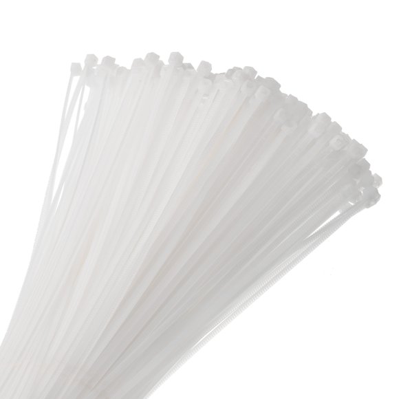 Unique Bargains 200pcs 12' 22 Lbs Cable Zip Ties Self-Locking Long Nylon Cable Tie Wraps 4mm for Cord Management, White
