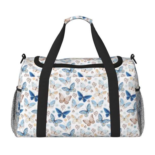 Fotbe Butterfly Bolsa de Viaje con Estampado, Bolsa de Fin de Semana para Mujer con Compartimento para Zapatos, Bolsa de Gimnasio con Bolsillo Húmedo