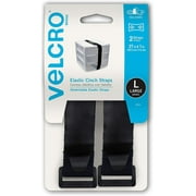 VELCRO Brand All-Purpose Elastic Straps | Strong & Reusable | Perfect for Fastening Wires & Organizing Cords | Black, 27in x 1in | 2 Count 90441WN