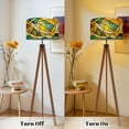 thumbnail image 4 of Wood Tripod Floor Lamp, Mid Century Wood Standing Lamp with 3 Color Temperature Dimmable Standing for Living Room, Bedroom, Office Stained Flaxen Lamp Shade, 4 of 5