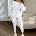 thumbnail image 2 of hotojiny Women's Plus Size 2 Piece Knitted Outfits Casual Long Sleeve Crewneck Tops with Slim Pants Lounge Outfits, 2 of 6