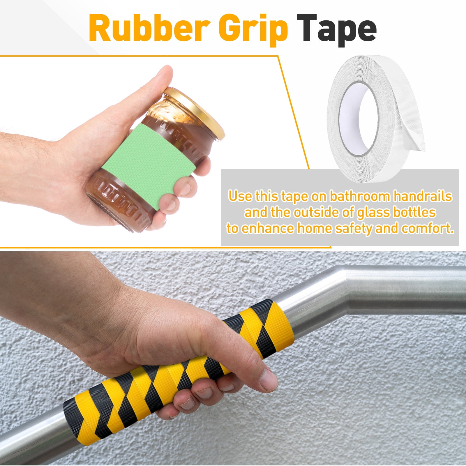 Uxcell 2 Pack Rubber Grip Tape, 1 in x 33 ft Non-Slip Tape with Texture Waterproof Adhesive Non-Abrasive Grip Tapes for DIY Tool, Indoor & Outdoor Stair Steps, Ramp, White