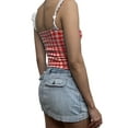 thumbnail image 4 of Women Y2k Square Neck Tank Top Fairy Plaid Lace Crop Cami Top Sleeveless Vest Vintage Streetwear, 4 of 5