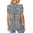thumbnail image 5 of Aoochasliy Womens Blouses Short Sleeve Casual Petal Sleeve Shirts V-Neck Cute Floral Printed Summer Loose Flowy Shirts, 5 of 8