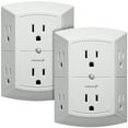 thumbnail image 1 of Fosmon 6 Outlet Grounded Wall Tap Power Adapter 3 sided - 125VAC 15A - White - 2 Pack, 1 of 5