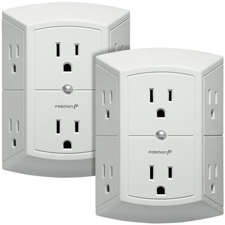 Fosmon 2 Pack ETL Listed 6 Outlet Extender, Multi Plug Wall Outlet, 15A Indoor Extender Splitter