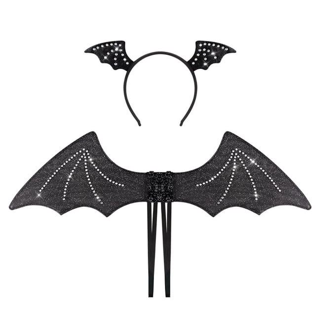 Minnieouse Conjunto de diadema de utilería de murciélago para fiesta de Cosplay de tela con murciélagos perforados para accesorios de Halloween Disfraces de disfraces