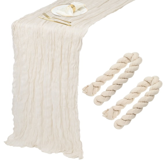2 Packs Beige Cheesecloth Table Runner 35.4" x 118" Rustic Gauze Table Runner for Wedding Party, (10Ft)