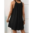 thumbnail image 2 of Summer New Solid Color Round Neck Halter Neck Loose Sleeveless Dress Black XL, 2 of 7