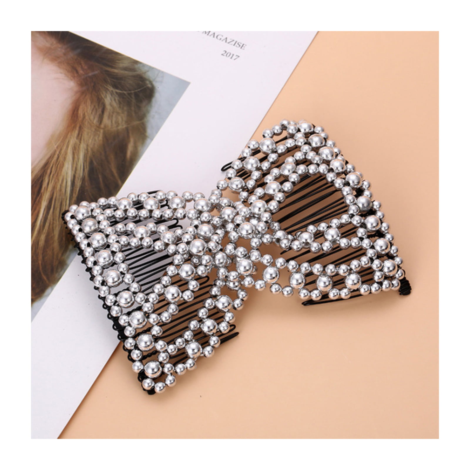Flexible Butterfly Hair Clip Electroplating Beads Hair Comb for Bun Hair  Double Stretching Comb with 20 Teeth | Walmart Canada