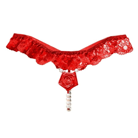 Crotchless Lingerie for Women 1PC Red Lace Underwear No Show Underwear For Women Thong Lace Panties for Women One Size