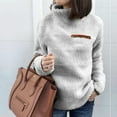 thumbnail image 2 of Hauts pour Femmes Manches 3/4 Femmes Couleur Unie Fermetures Éclair Chandail en Molleton Col Roulé Chandail Hauts Blouse Chaude Hauts d'Hiver pour Femmes Manches 3/4 Hauts d'Hiver pour Femmes, 2 of 6