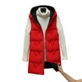 thumbnail image 6 of Stichou Womens Long Winter Vests Outerwear Quilted Puffer Jackets with Hood Stand Collar Cold Weather Coats Travel Outfits Red XL, 6 of 6
