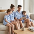 thumbnail image 2 of Nibbcoa Summer Family Matching Pajamas Solid Color  Sleeves Shirt and Elastic Shorts Loungewear, 2 of 8