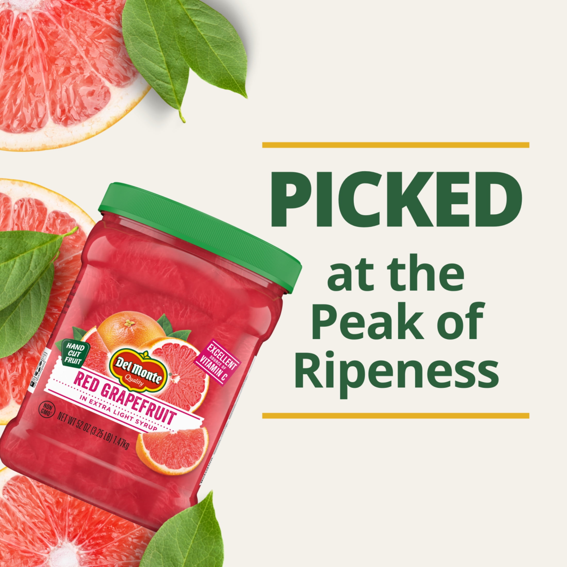 Del Monte Red Grapefruit in Extra Light Syrup, 52 oz Jar