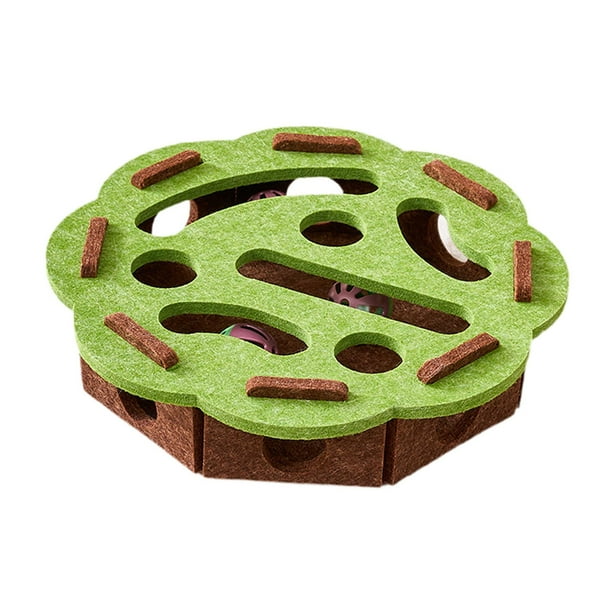 Juguete rompecabezas para gatos con pelota, ejercicio interactivo, juego de laberinto de fieltro suave, caja de rompecabezas Ronda verde