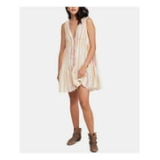 FREE PEOPLE Womens Pink Striped Sleeveless Above The Knee Shift Dress Size: M