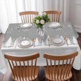 thumbnail image 3 of Grey Christmas Table Cloth Waterproof Tablecloths, Vintage Farmhouse Pine Tree Snowflakes Tablecloth Dining Table Cover for Kitchen Party Tabletop Outdoor, Rectangle Tablecloth 52x70 Inch, 3 of 9