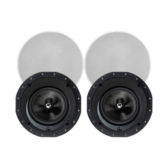 Monoprice 2-Way Carbon Fiber In-Ceiling Speakers - 8 Inch With 15 Degree Angled Drivers (Pair) - Alpha Series
